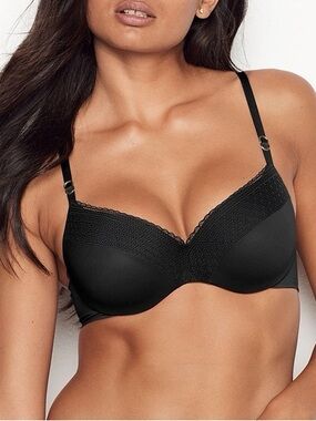 Victoria’s Secret Incredible Lined Demi Push Up Bra Women 36D NWOT Black Lace